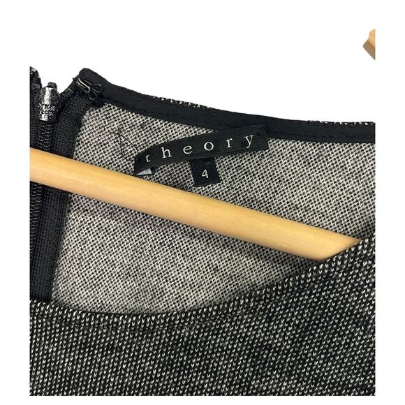 Theory Dress Womens 4 Gray Wool Long Sleeve Fit Flare Career Classic Minimalist - Picture 4 of 14